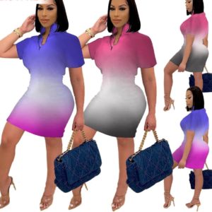 Short Sleeve Mini Dress & Tie Dye Printed Set