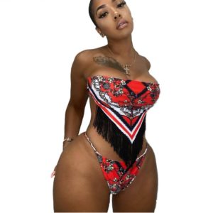 Floral Paisley Print Bikinis Set