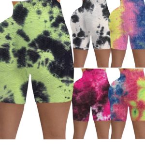 Tie Dye Print High Waist Skinny Shorts For Women