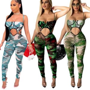 Sexy Spaghetti Straps Hollow Out Zipper Jumpsuit