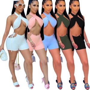 Sleeveless Print Mini Dress & Halter Crop Top Set