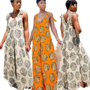 Sleeveless Print Wide Leg Jumpsuit