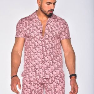 Men’s Di_or short sleeve shirt +shorts 2pcs set