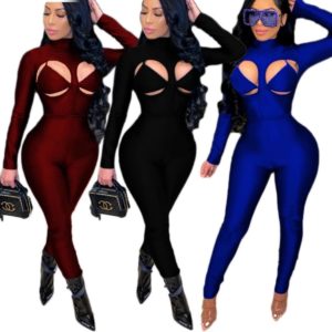 Sexy Long Sleeve Hollow out Skinny 2pcs Set