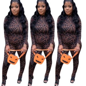 Long sleeve printing top +pants 2pcs set