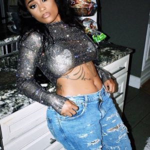 Shiny long sleeve crop top
