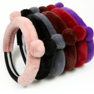 Fluffy steering wheel covers universal 38cm for women (3pcs)
