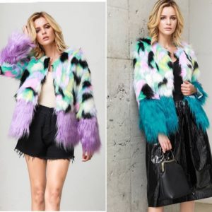 Colorful faux fur coat
