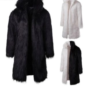 Faux fur long coat for men