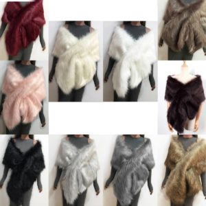 Faux fur long shawl
