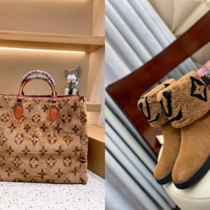 L_V Fur Handbag & L_V Snow Boots Matching Set