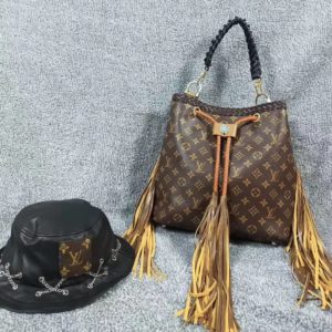 L_V fringed handbag and cowboy hat