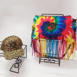 L_V fringed handbag and hat