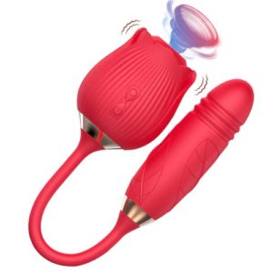 2 In 1 Rose Sucking Vibrator G-Spot Vibrating Dildo